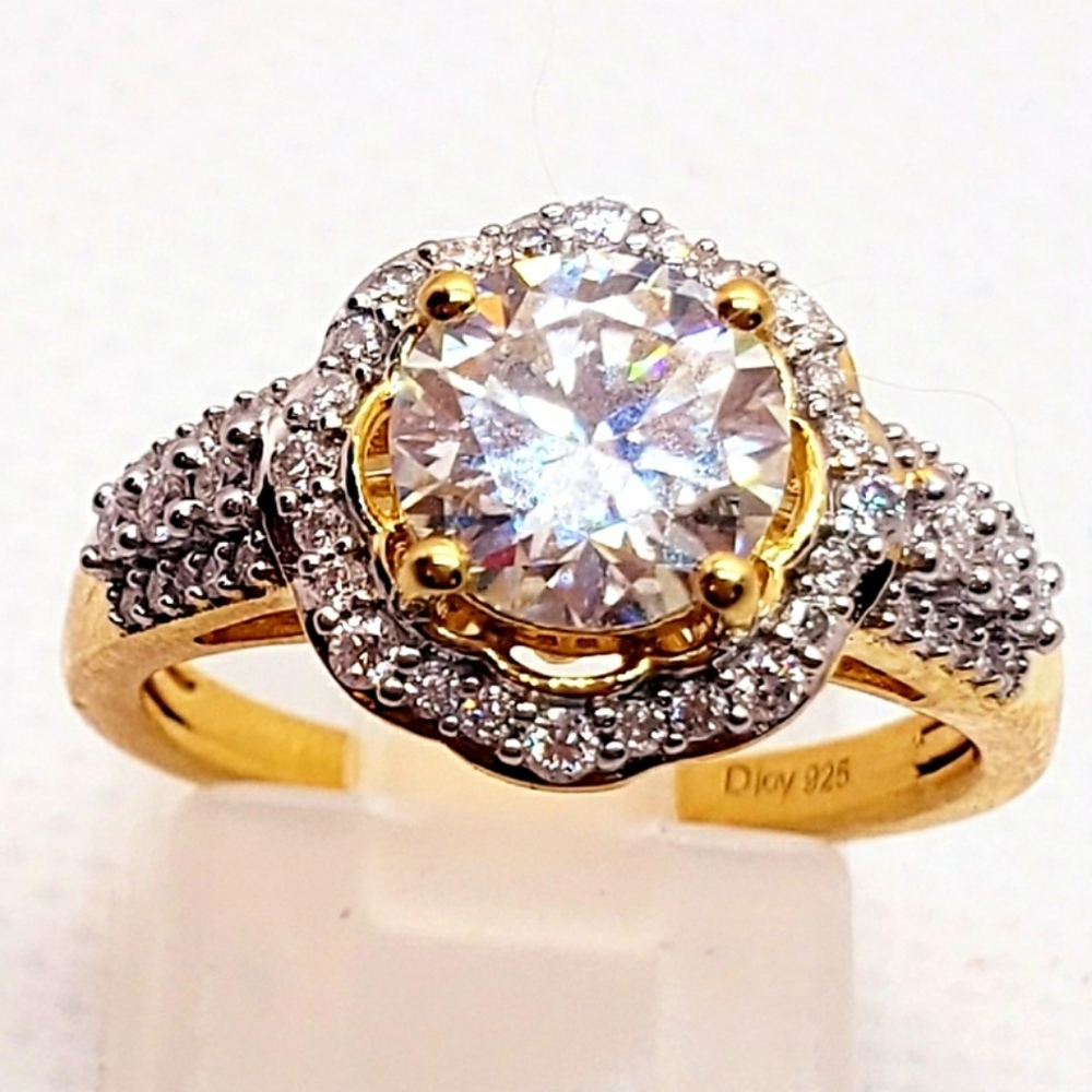 Host Pick NWOT Genuine Moissanite  Ring in Vermeil Yellow Gold Size 6